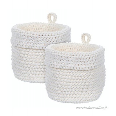Lot de 2 – Petite en tricot rond paniers de rangement avec crochet de suspension – Crème – Idéal pour ranger Maquillage/produits de toilette – 10.5 cm - B074MCRXSD